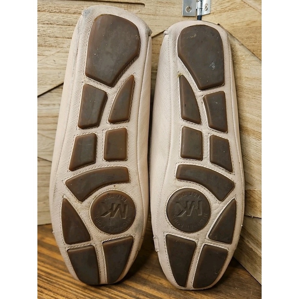 Michael Kors Sz 7.5 Blush Leather Fulton Moccasin Ballet Flats Gold MK Logo #437 - Picture 6 of 8